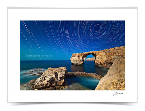 Star trails over a Moonlit Azure Window
