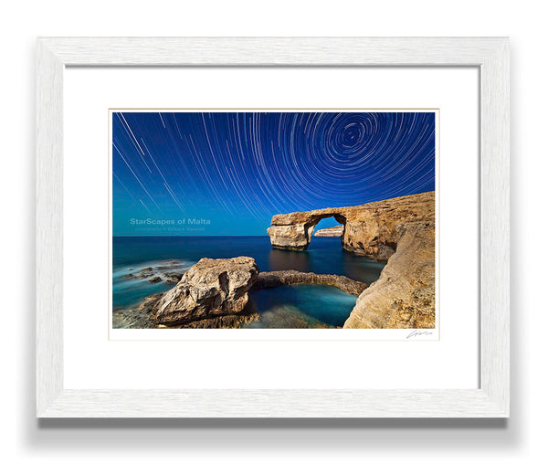 Star trails over a Moonlit Azure Window