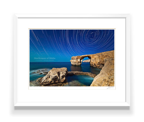 Star trails over a Moonlit Azure Window