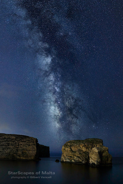 The Milky Way over the Fungus Rock, Gozo (Blue)