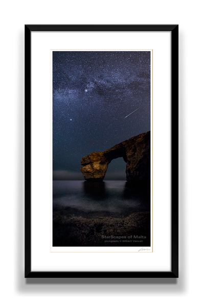 Perseid meteor over the Azure Window