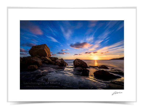 Sunrise over Sandstone boulders