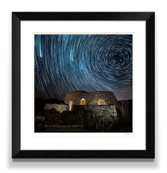 Star trails over Girnas at Il-Majjistral Park