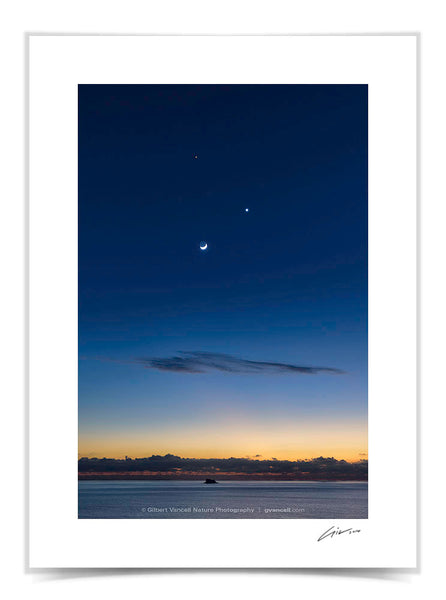 Venus, Mars and the Crescent Moon over Filfla
