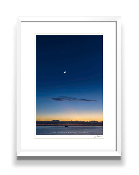 Venus, Mars and the Crescent Moon over Filfla