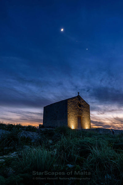 Moon, Mars & Venus over St. Magdalene Chapel