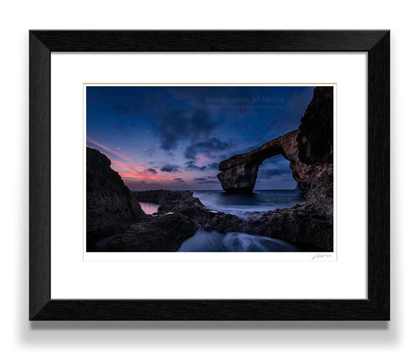 Moon, Mars and Venus triangle at the Azure Window