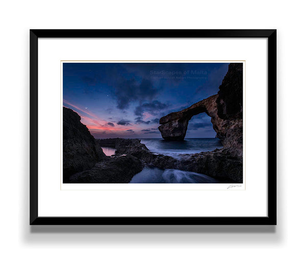 Moon, Mars and Venus triangle at the Azure Window