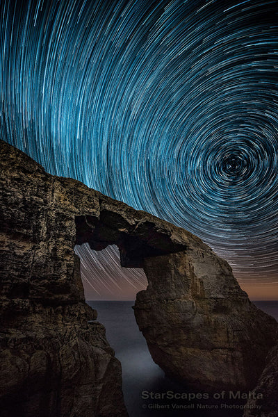 Star trails over Mielaħ Window