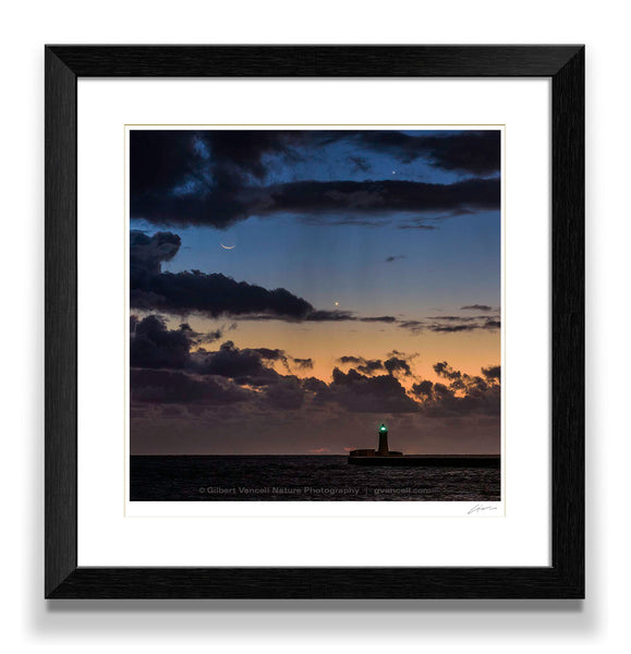 Moon, Jupiter and Venus over Valletta Lighthouse