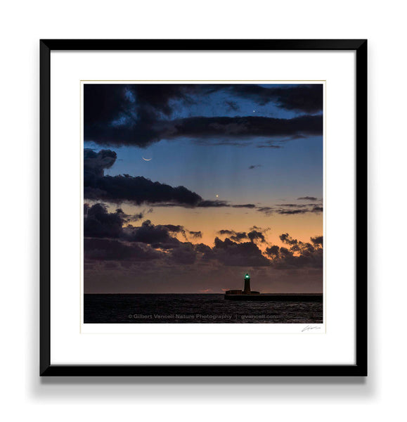 Moon, Jupiter and Venus over Valletta Lighthouse